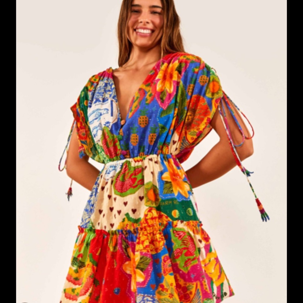 FARM Rio Vibrant Floral Sunny Mix Mini Dress